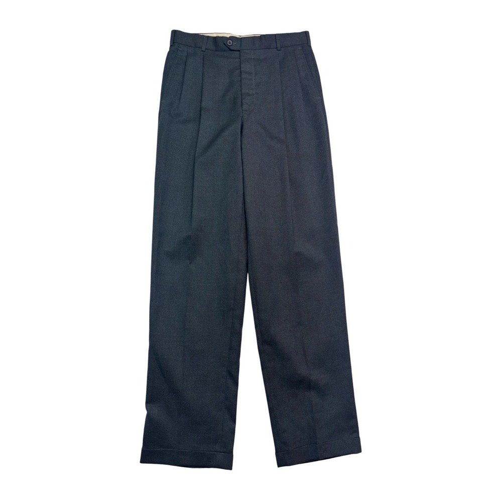 vtg 90s John Alexander 30x34 Charcoal Pants Trousers Wool Pleated USA Cuffed